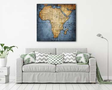Antik Afrika-térkép kék óceánokkal (vászonkép) - vászonkép, falikép otthonra és irodába
