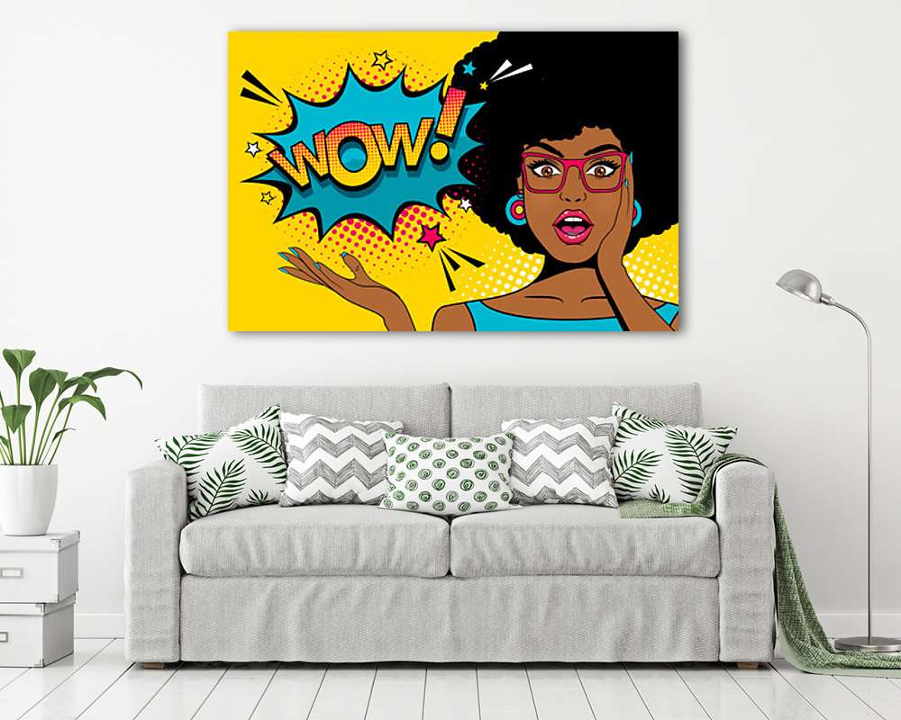 WOW Pop Art - Fekete nő titkárnő szemüvegben (vászonkép) - vászonkép, falikép otthonra és irodába