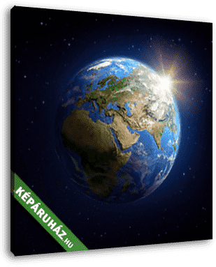 Föld bolygó a világűrből, kelő nappal - vászonkép 3D látványterv