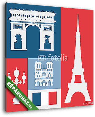 Paris design, vektoros illusztráció. - vászonkép 3D látványterv