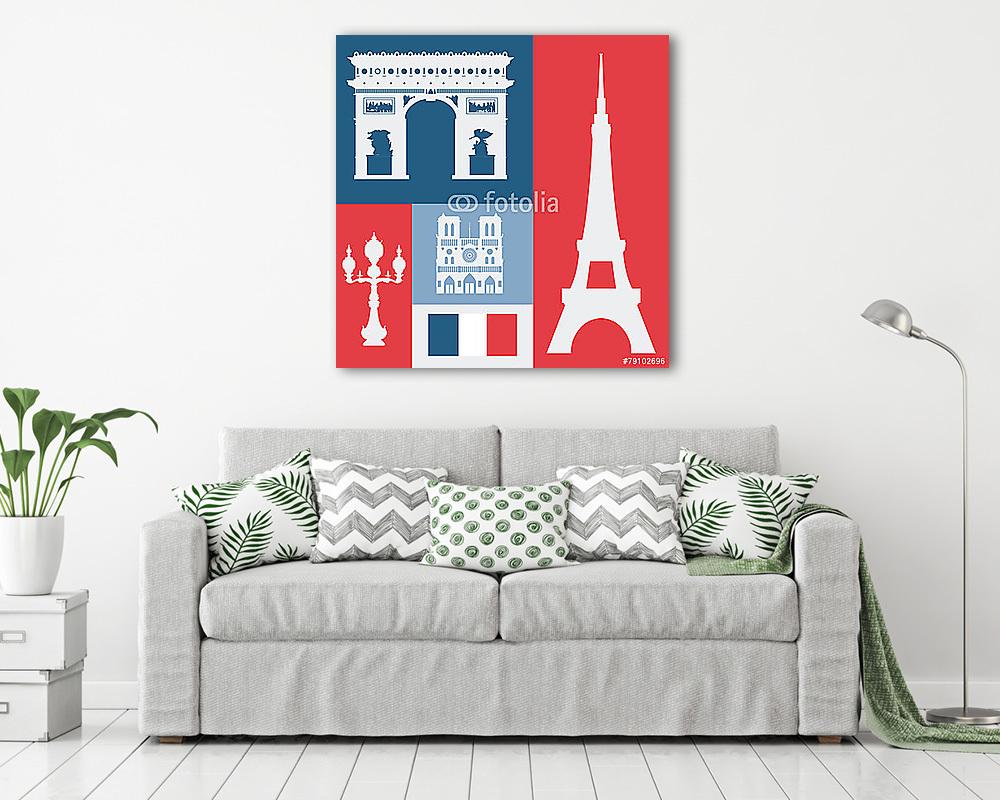 Paris design, vektoros illusztráció. (keretezett kép) - vászonkép, falikép otthonra és irodába