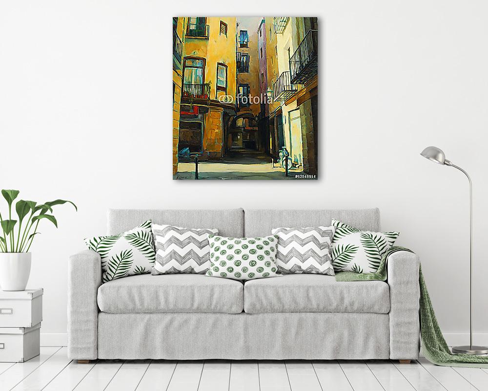 bírósági udvar barcelona gótikus negyedében, festészet, illusztr - vászonkép, falikép vásárlás bírósági udvar barcelona gótikus negyedében, festészet, illusztr (vászonkép) - vászonkép, falikép otthonra és irodába