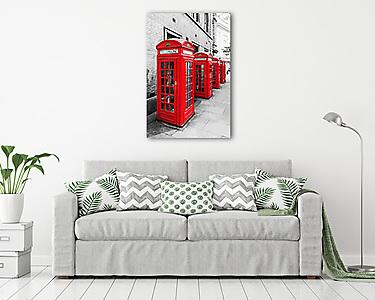 Vörös telefonos fülkék Londonban színkulcsként (vászonkép) - vászonkép, falikép otthonra és irodába