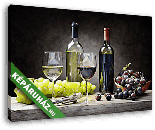 Piros és fehérbor szőlőfürtökkel - vászonkép 3D látványterv