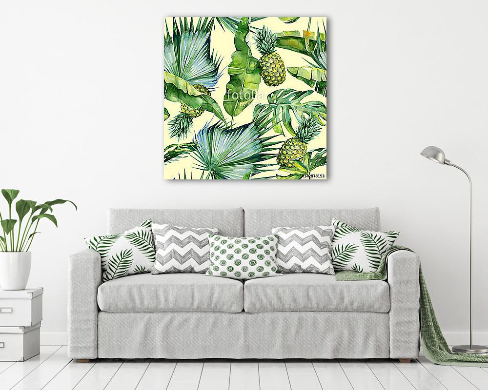 Trópusi pálmák és a ananászok - vászonkép, falikép vásárlás Trópusi pálmák és a ananászok (keretezett kép) - vászonkép, falikép otthonra és irodába
