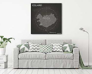Izland kréta térkép, kézzel rajzolt (vászonkép) - vászonkép, falikép otthonra és irodába