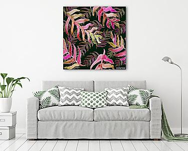 Summer tropical pattern, background with palm leaves. (vászonkép) - vászonkép, falikép otthonra és irodába