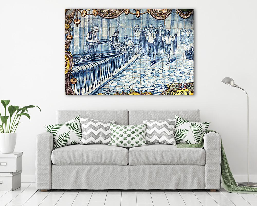 Traditional ceramic tiles in  Funchal on Madeira depicting loca - vászonkép, falikép vásárlás  Traditional ceramic tiles in  Funchal on Madeira depicting loca (poszter) - vászonkép, falikép otthonra és irodába