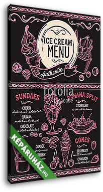 Ice cream restaurant menu. Vector dessert food flyer for bar and - vászonkép 3D látványterv