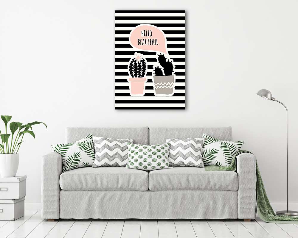 Cute Cacti Poster Design (többrészes kép) - vászonkép, falikép otthonra és irodába
