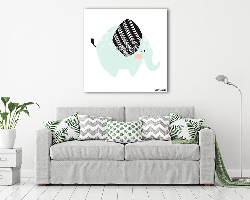 Elefánt bébi (keretezett kép) - vászonkép, falikép otthonra és irodába