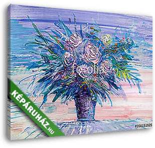 Virágok absztrakt stílusban (olajfestmény reprodukció) - vászonkép 3D látványterv