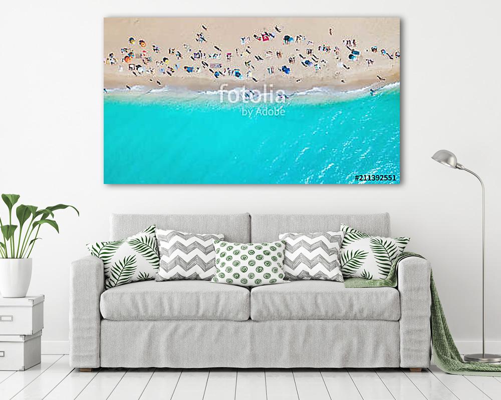 Aerial view at the beach. Beautiful natural seascape at the summer time - vászonkép, falikép vásárlás Aerial view at the beach. Beautiful natural seascape at the summer time (vászonkép) - vászonkép, falikép otthonra és irodába