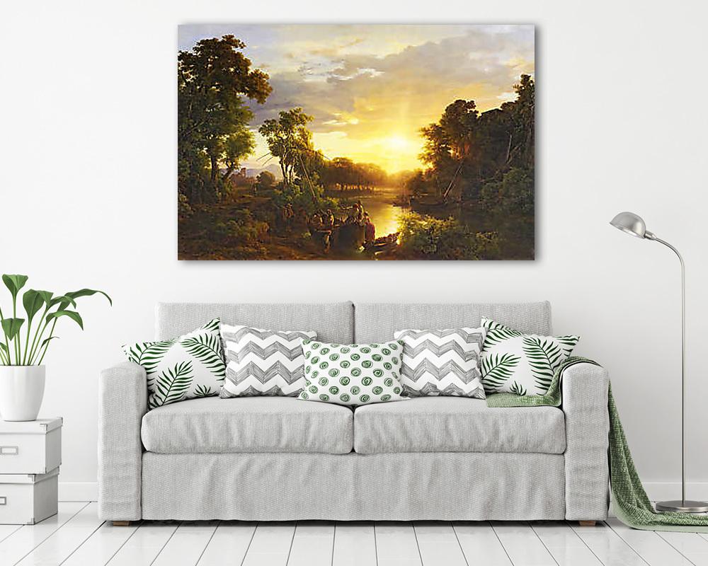 Olaszországi tájkép, naplementében (többrészes kép) - vászonkép, falikép otthonra és irodába