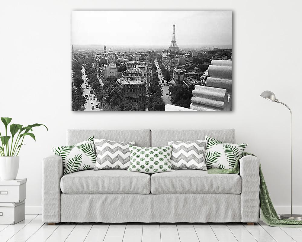 Párizs, kilátás a Diadalív tetejéről az Eiffel-torony felé (1964) (bögre) - vászonkép, falikép otthonra és irodába