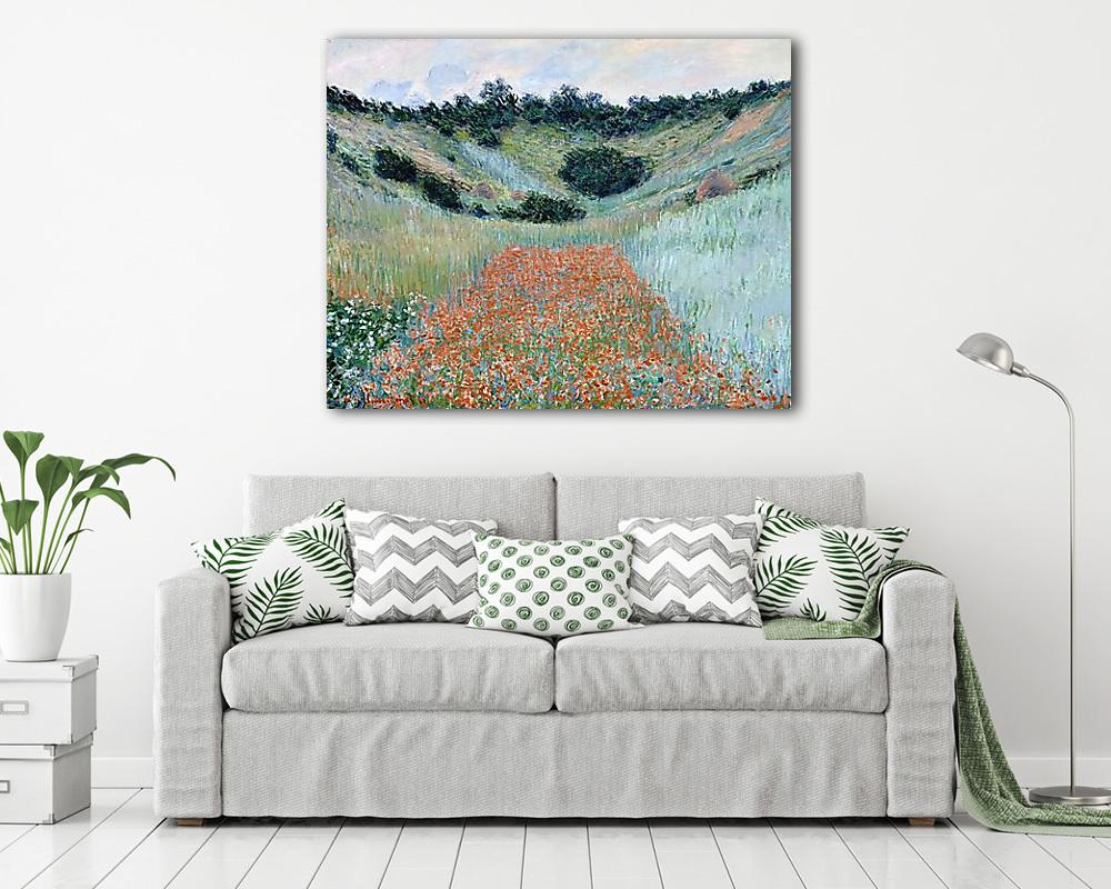 Pipacsmező a völgyben Giverny közelében (1885) - vászonkép, falikép vásárlás Pipacsmező a völgyben Giverny közelében (1885) (vászonkép) - vászonkép, falikép otthonra és irodába