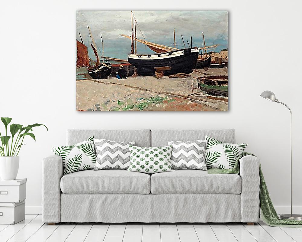 Bárkák a parton (1880) (vászonkép) - vászonkép, falikép otthonra és irodába