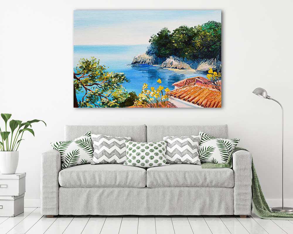 Ház a tenger mellett (olajfestmény reprodukció) (poszter) - vászonkép, falikép otthonra és irodába