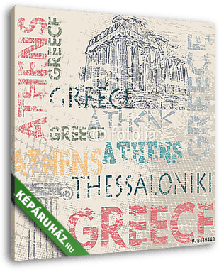 Tipográfiai plakáttervezés Görögországgal - vászonkép 3D látványterv