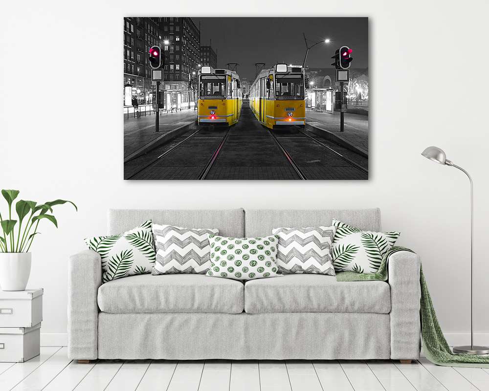 Ganz CSMG villamosok Budapesten, a Deák Ferenc téren - vászonkép, falikép vásárlás Ganz CSMG villamosok Budapesten, a Deák Ferenc téren (fotótapéta) - vászonkép, falikép otthonra és irodába