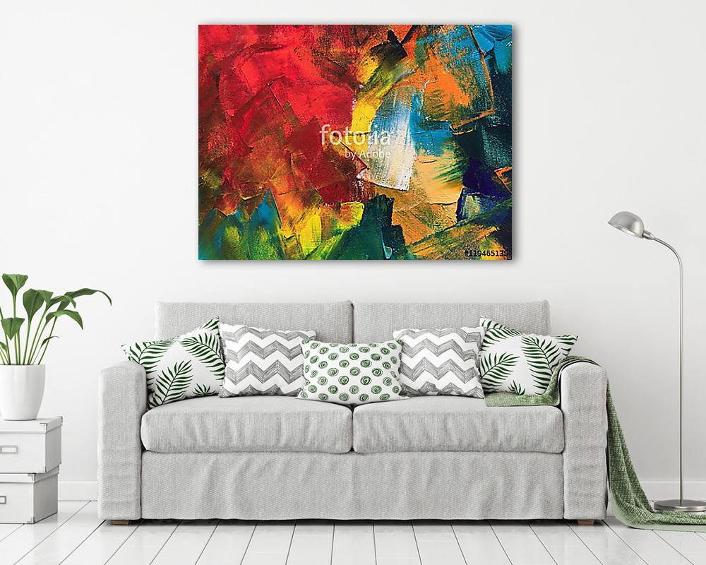 Színes absztrakt vonás (olajfestmény reprodukció) (vászonkép) - vászonkép, falikép otthonra és irodába