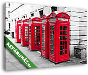 Londonban telefonos fülkék sorban színkulcsként - vászonkép 3D látványterv