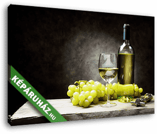 Fehér bor szőlőfürtökkel - vászonkép 3D látványterv