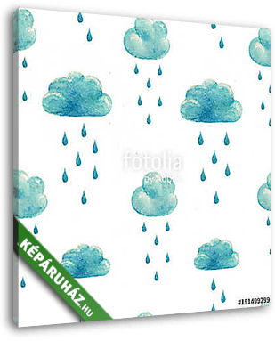 Watercolor rain clouds pattern - vászonkép 3D látványterv