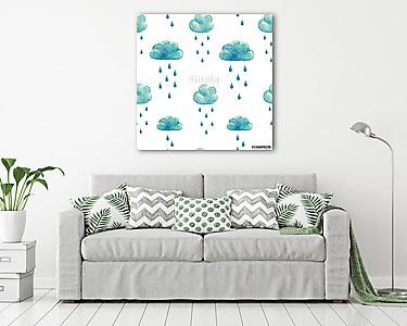 Watercolor rain clouds pattern (vászonkép) - vászonkép, falikép otthonra és irodába