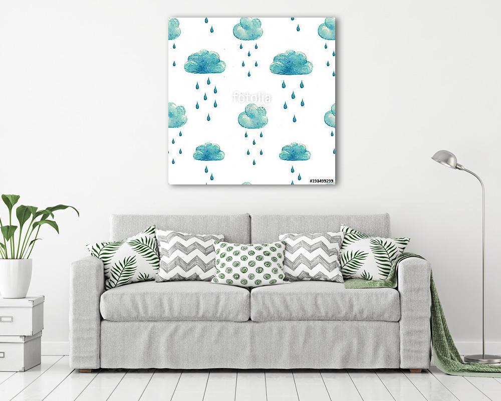 Watercolor rain clouds pattern (vászonkép) - vászonkép, falikép otthonra és irodába
