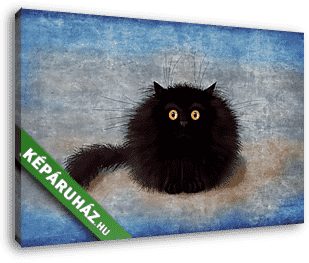 Fekete gombolyag cica - vászonkép 3D látványterv