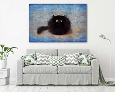 Fekete gombolyag cica (vászonkép) - vászonkép, falikép otthonra és irodába