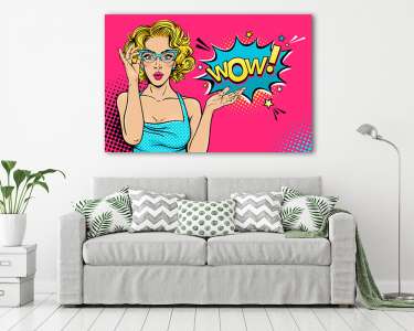 WOW Pop Art - Szőke nő titkárnő szemüvegben (vászonkép) - vászonkép, falikép otthonra és irodába
