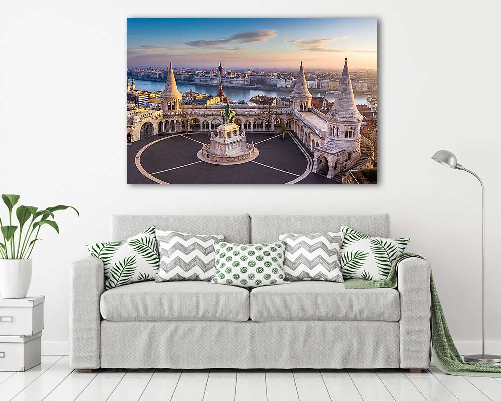 Halászbástya reggeli fényben (keretezett kép) - vászonkép, falikép otthonra és irodába