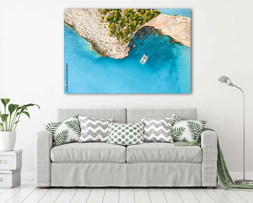 Katamarán a tengerparti öbölben 2. (vászonkép) - vászonkép, falikép otthonra és irodába