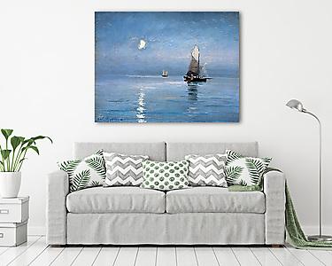 Halászhajók holdfényes este - színverzió 1. (vászonkép) - vászonkép, falikép otthonra és irodába