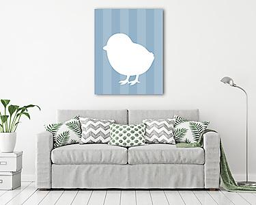 DIY - Húsvéti kiscsibe, kék csíkos háttérrel (vászonkép) - vászonkép, falikép otthonra és irodába