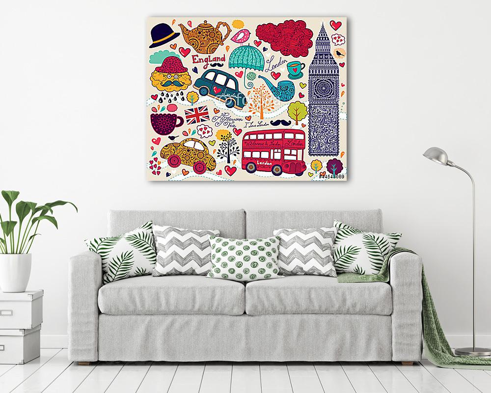 vektoros londoni szimbólumok - vászonkép, falikép vásárlás vektoros londoni szimbólumok (vászonkép) - vászonkép, falikép otthonra és irodába