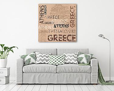 Tipográfiai plakáttervezés Görögországgal (vászonkép) - vászonkép, falikép otthonra és irodába