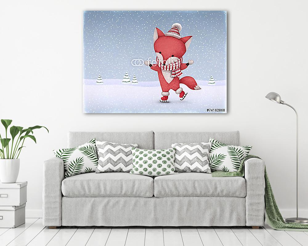 Korcsolyázó rókakoma (többrészes kép) - vászonkép, falikép otthonra és irodába