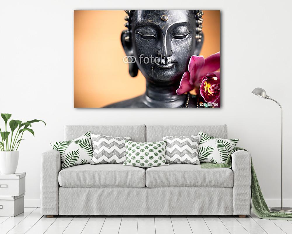 Buddha és orchidea virág (vászonkép) - vászonkép, falikép otthonra és irodába
