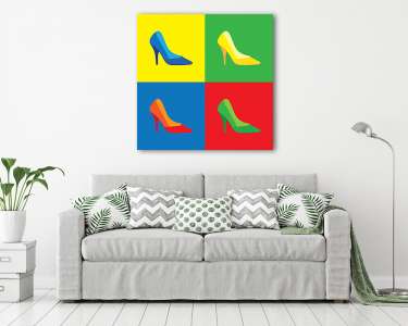 Pop art, magas sarkú női cipők  - illusztráció. (vászonkép) - vászonkép, falikép otthonra és irodába