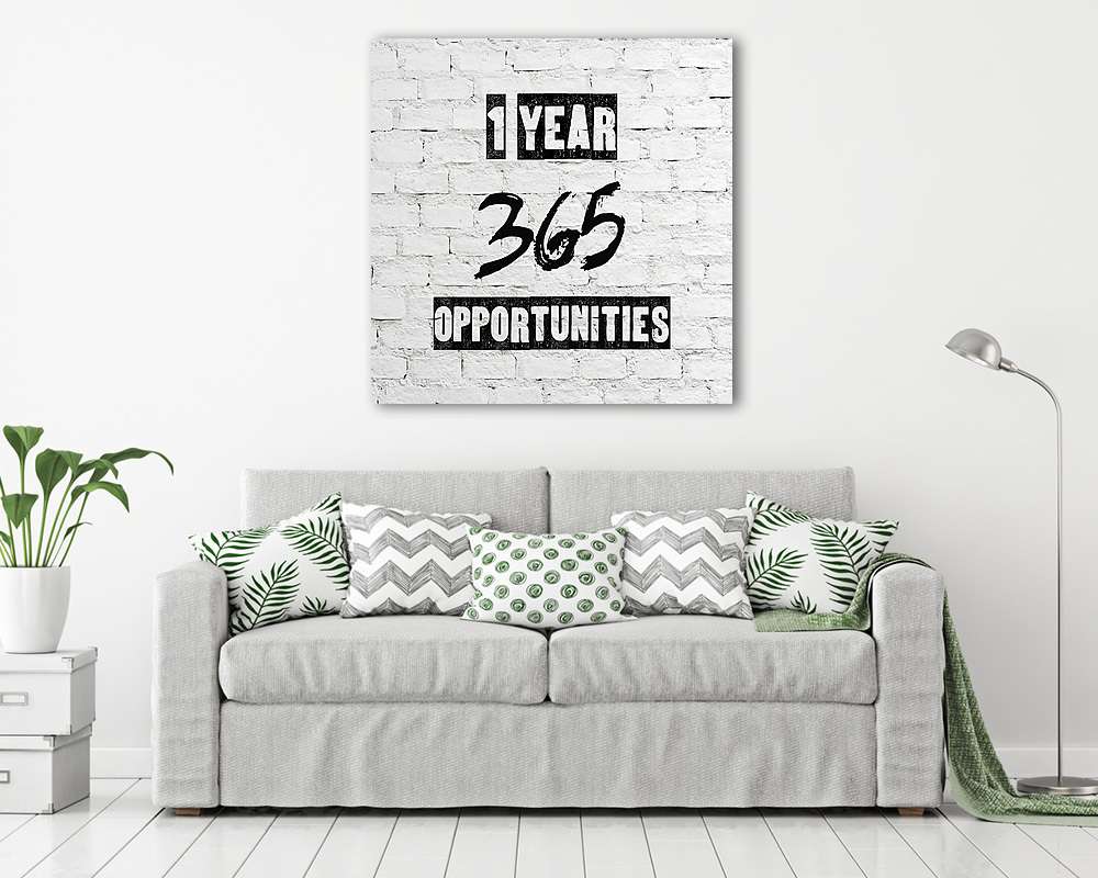 1 év 365 lehetőség, idézet (keretezett kép) - vászonkép, falikép otthonra és irodába
