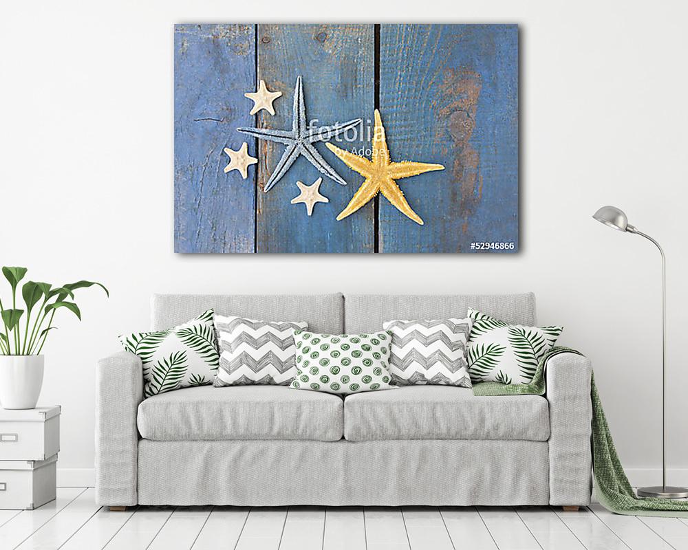 tengeri csillag a kék fán (többrészes kép) - vászonkép, falikép otthonra és irodába