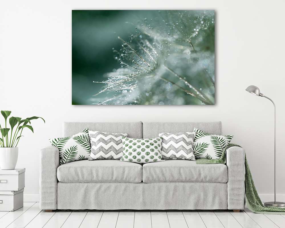 Macro of a dandelion with small drops of dew. soft selective foc (vászonkép) - vászonkép, falikép otthonra és irodába