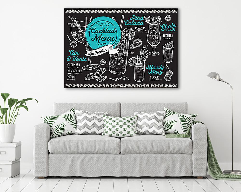 Cocktail bar menu. Vector drinks flyer for restaurant and cafe.  (poszter) - vászonkép, falikép otthonra és irodába