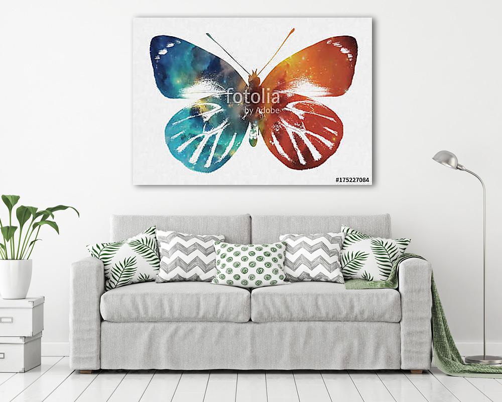 Watercolor Space Butterfly Art, Space Texture, Print Ready, Post (vászonkép) - vászonkép, falikép otthonra és irodába