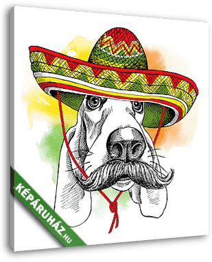 The poster with the image of the dog Basset Hound with a mustach - vászonkép 3D látványterv
