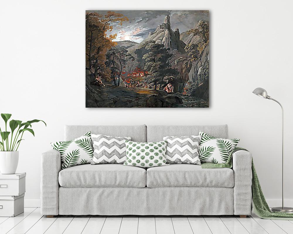 Katonai tábor az erdőben (színverzió 1.) (többrészes kép) - vászonkép, falikép otthonra és irodába