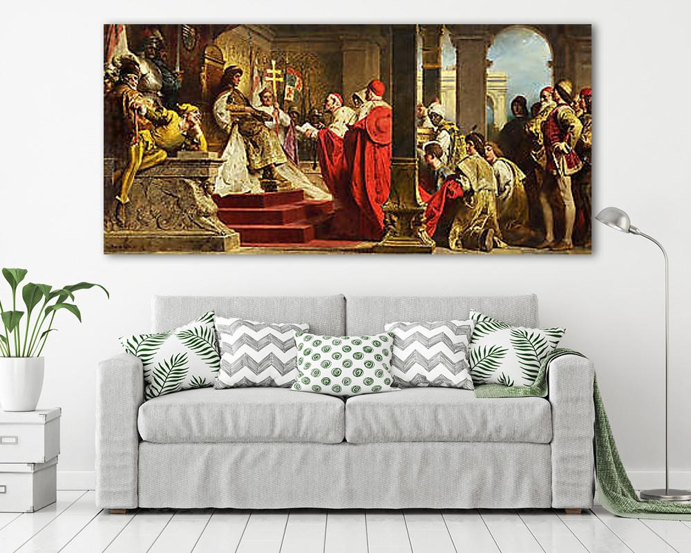 Mátyás fogadja a pápa követeit (bögre) - vászonkép, falikép otthonra és irodába